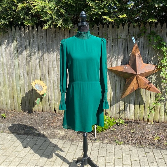 Reformation Long Sleeve Green Mini Dress NWT - Picture 9 of 15